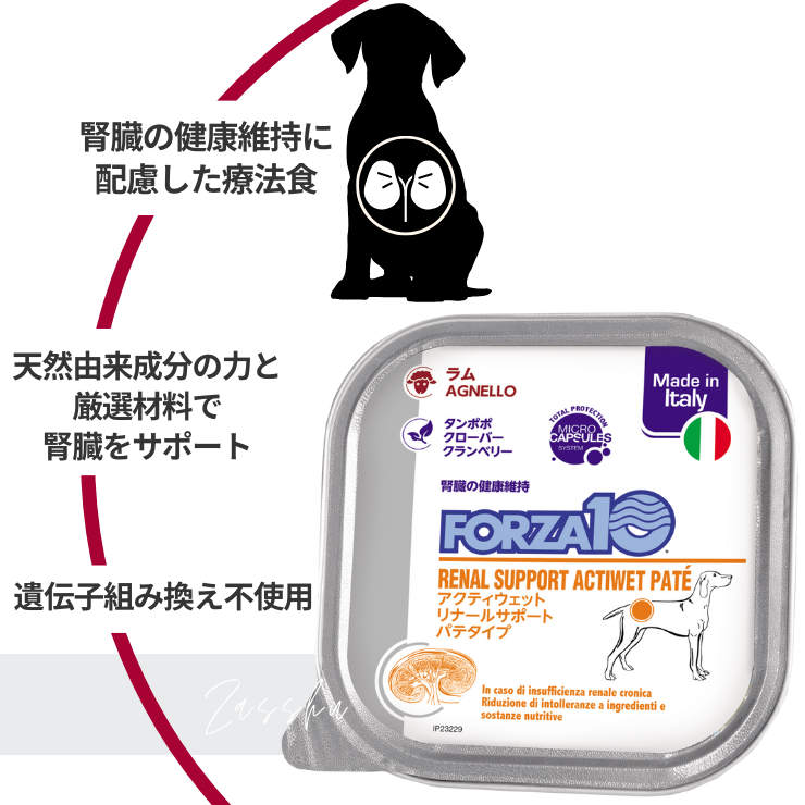 フォルツァ 腎臓ケア 犬 犬用 療法食 【 ウェットフード 100g×6 】腎臓病 慢性腎不全 缶詰 シニア 食事療法食 腎臓食 低リン 低タンパク 高齢犬 Forza10